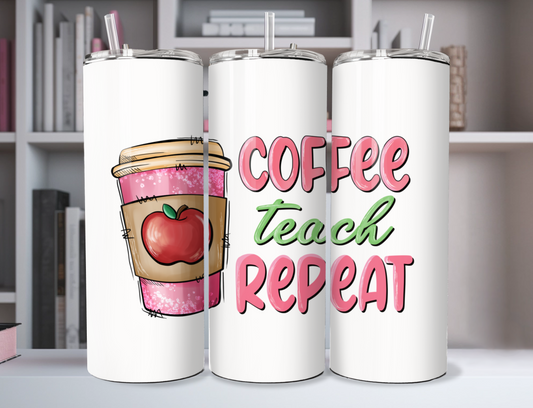 "Coffee Teach Repeat" 20oz Stainless Steel Tumbler