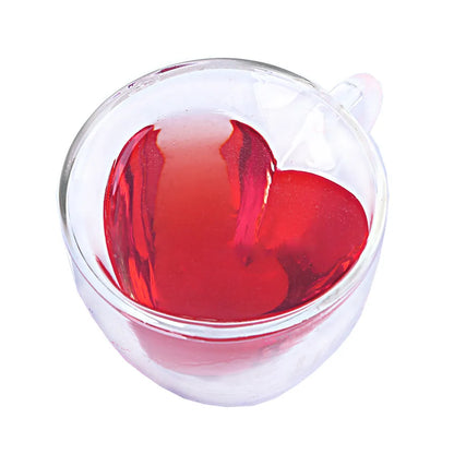 180ml/240ml Heart Shaped Double Layer Glass Drinking Cup