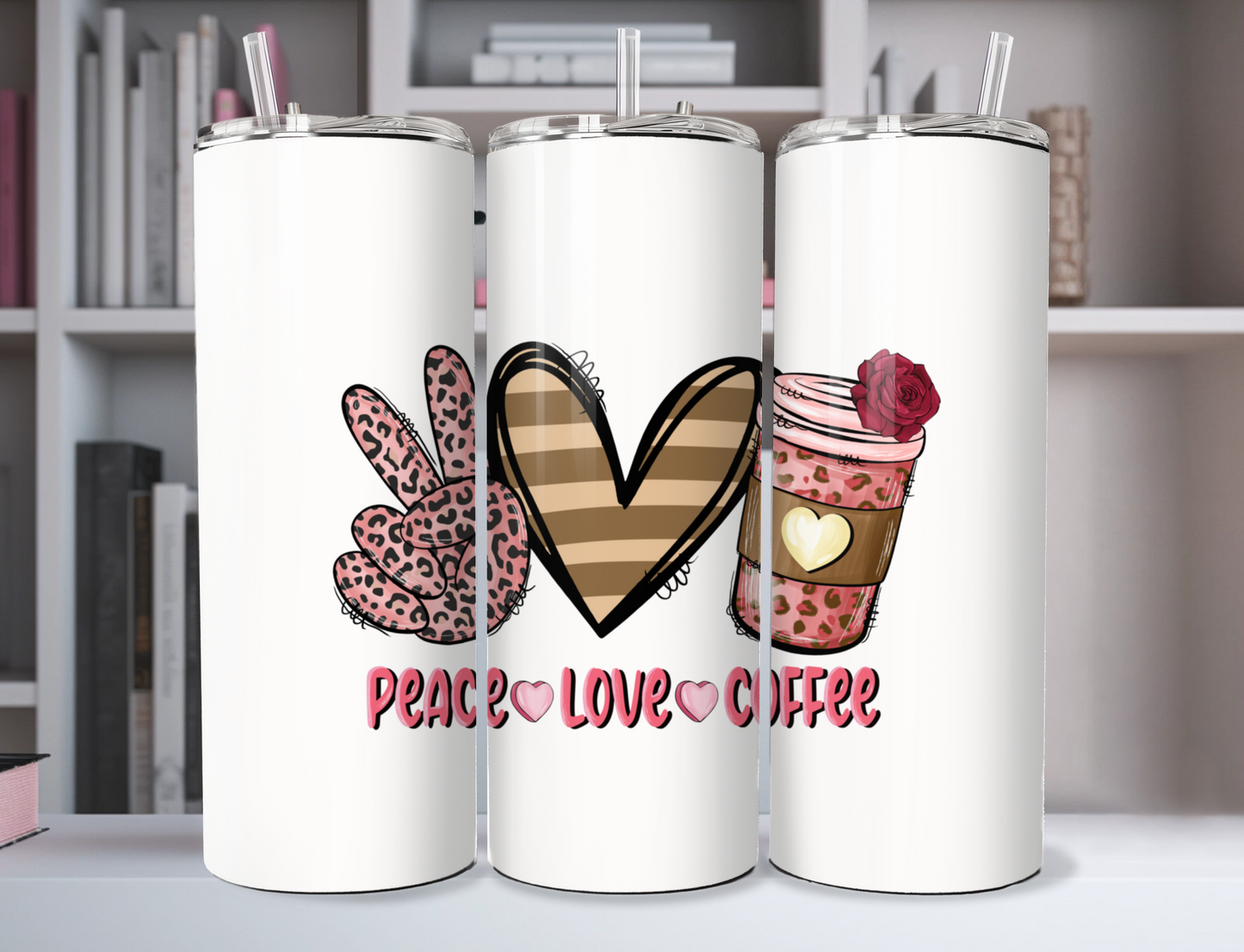 "Peace Love Coffee" 20oz Stainless Steel Tumbler