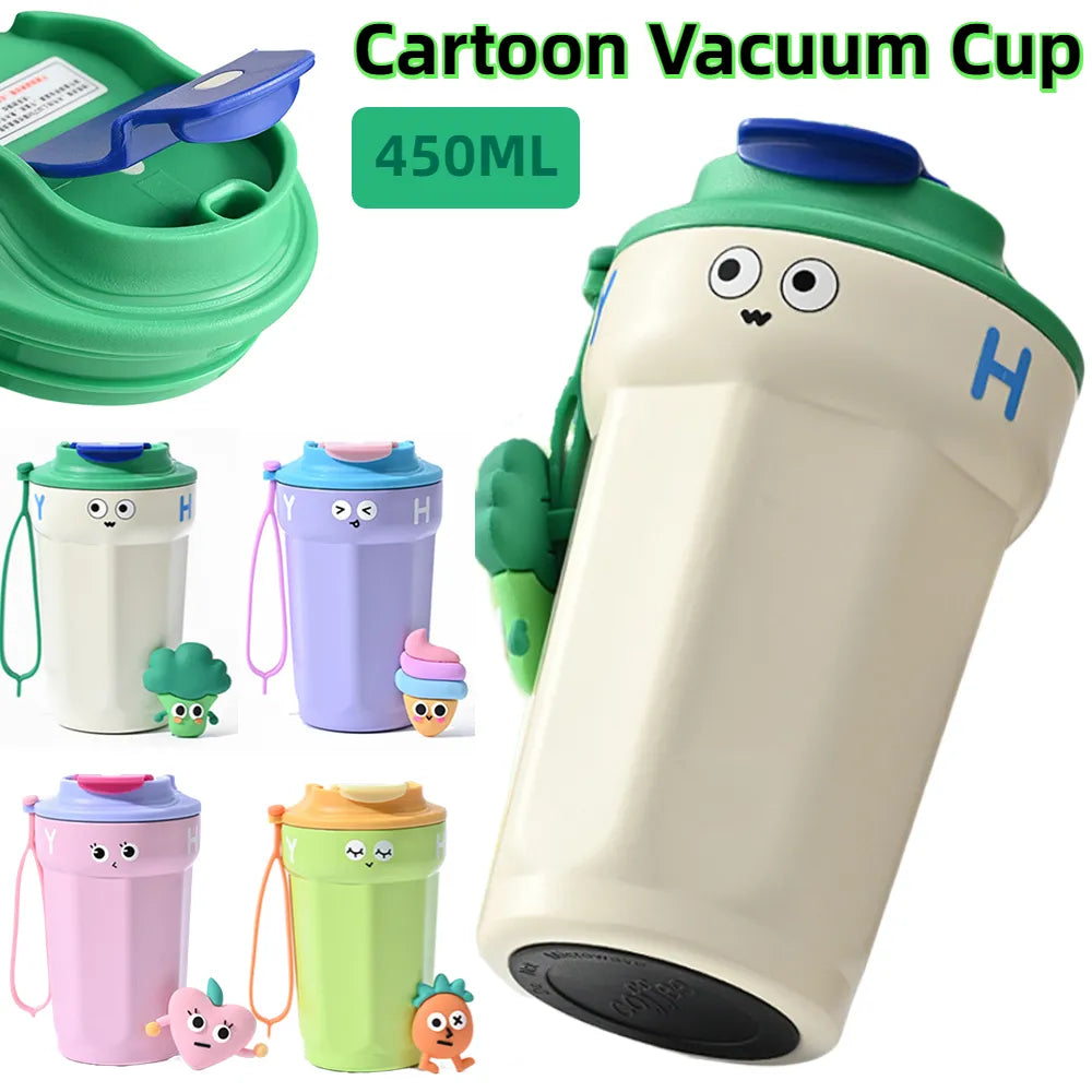 Stainless Steel Vacuum Cup Cartoon Thermos Cute Portable Thermos Mug Insulation Cup Child Thermal Water Bottle Tumbler Drinkware