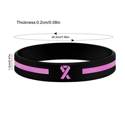 Pink Awareness Ribbon Silicone Bracelets Unisex Wristbands for Men Women - Cancer for Survivor Hospital Gi