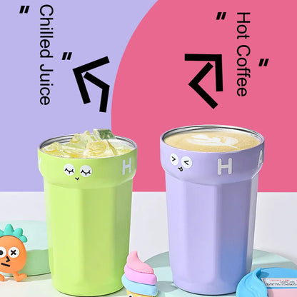 Stainless Steel Vacuum Cup Cartoon Thermos Cute Portable Thermos Mug Insulation Cup Child Thermal Water Bottle Tumbler Drinkware