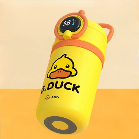 Stainless Steel Thermal Bottle with Digital Thermometer 550ml Led Little Yellow Duck