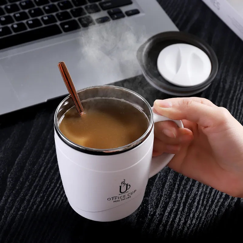 500ml "Office Cup" Mug with Lid - Stainless Steel