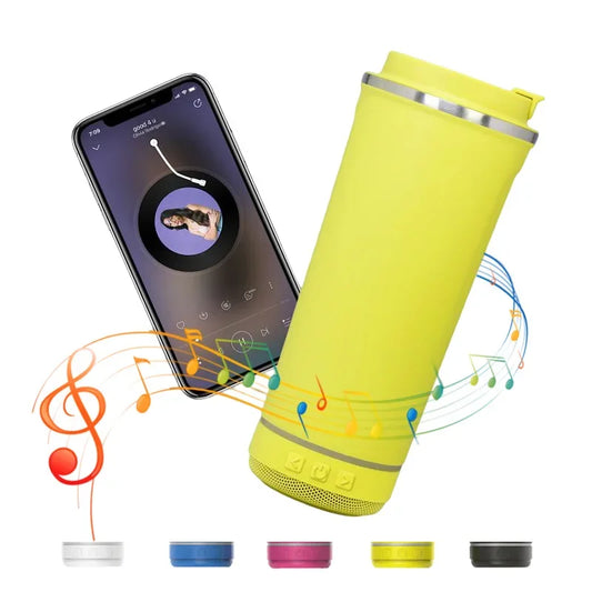 Stainless Steel Music Cup Outdoor Bluetooth Tumblers Straight Tumbler 18oz Skinny Tumblers with Bluetooth Speaker Wholesale