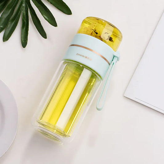 Teacup gift double cup creative water bottle tea separation cup glass water bottle with tea maker drinking utensils