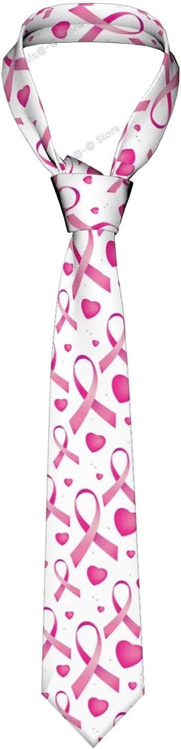 Men'S Breast Cancer Tie Fashion Slim Skinny Pink Ribbon Neck Ties Casual Breast Cancer Awareness Gifts For Women